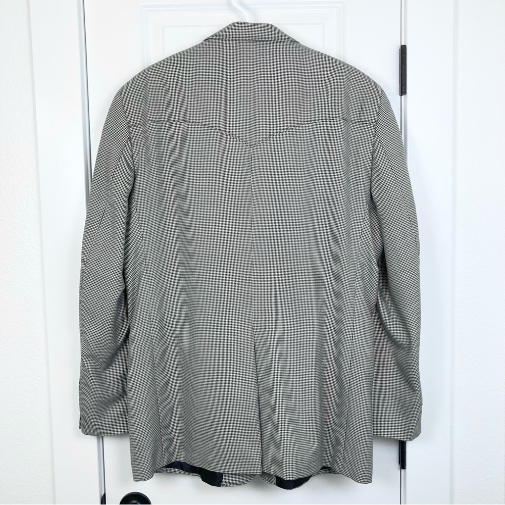 Circle S Western Sport Coat Plano Donegal‎ Jacket Black White Houndstooth 46 R - Picture 5 of 9